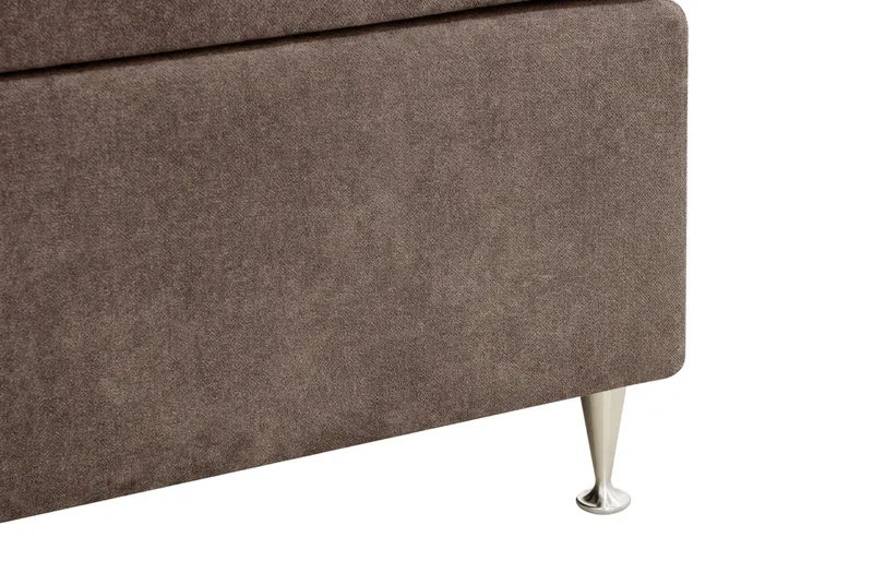 Hilton Lyx -täydellinen sänkypaketti 180x200 cm, kontinentaalisänky, jossa chenille-kankaasta valmistettu napitettu sängynpääty - Tummanruskea - Huonekalut - Sänky - Jenkkisängyt