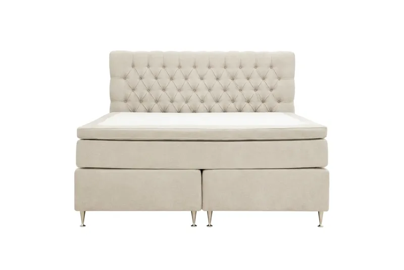 Hilton Lyx Täydellinen sänkypaketti 180x200 cm jenkkisänky napitetulla chenille-sängynpäädyllä - Beige - Huonekalut - Sänky - Jenkkisängyt
