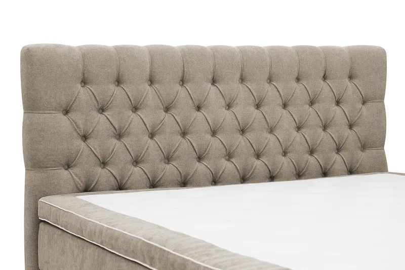 Hilton Lyx Täydellinen sänkypaketti 180x200 cm jenkkisänky napitetulla chenille-sängynpäädyllä - Ruskea - Huonekalut - Sänky - Jenkkisängyt