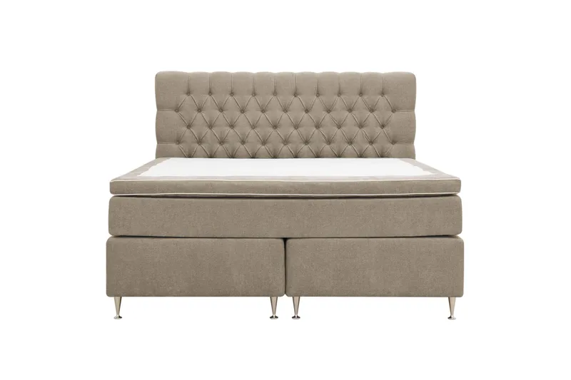 Hilton Lyx Täydellinen sänkypaketti 180x200 cm jenkkisänky napitetulla chenille-sängynpäädyllä - Ruskea - Huonekalut - Sänky - Jenkkisängyt
