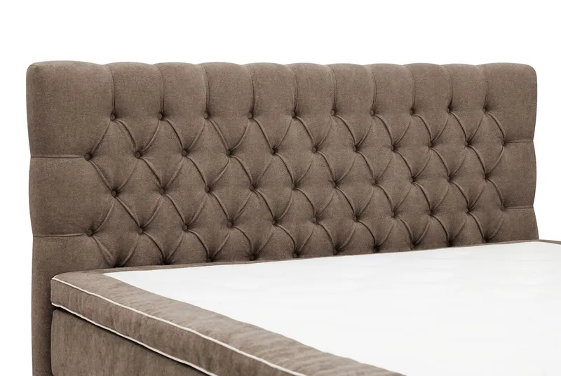 Hilton Lyx Täydellinen sänkypaketti 180x200 cm jenkkisänky napitetulla chenille-sängynpäädyllä - Tummanruskea - Huonekalut - Sänky - Jenkkisängyt