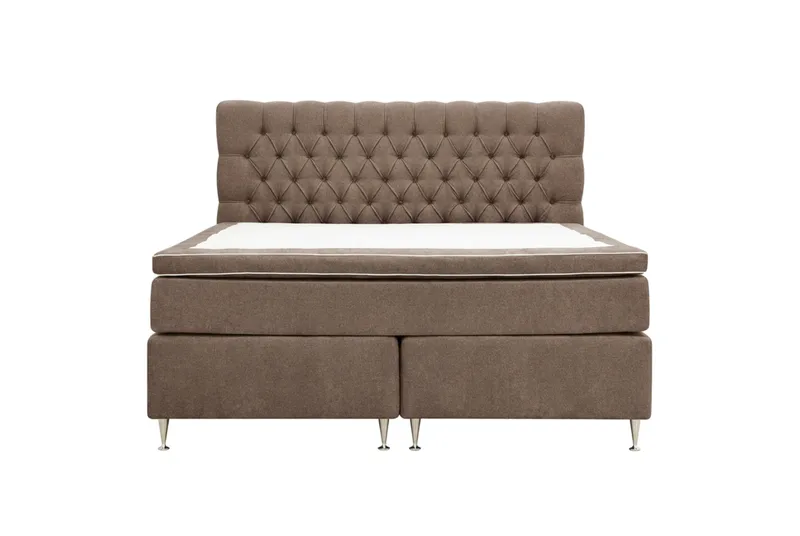 Hilton Lyx Täydellinen sänkypaketti 180x200 cm jenkkisänky napitetulla chenille-sängynpäädyllä - Tummanruskea - Huonekalut - Sänky - Jenkkisängyt