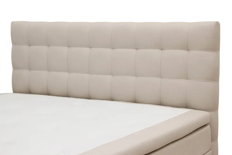 Hilton Sänkypaketti 160x200 cm Jenkkisänky ruutukuvioitu sängynpäädyllä - Beige - Huonekalut - Sänky - Jenkkisängyt