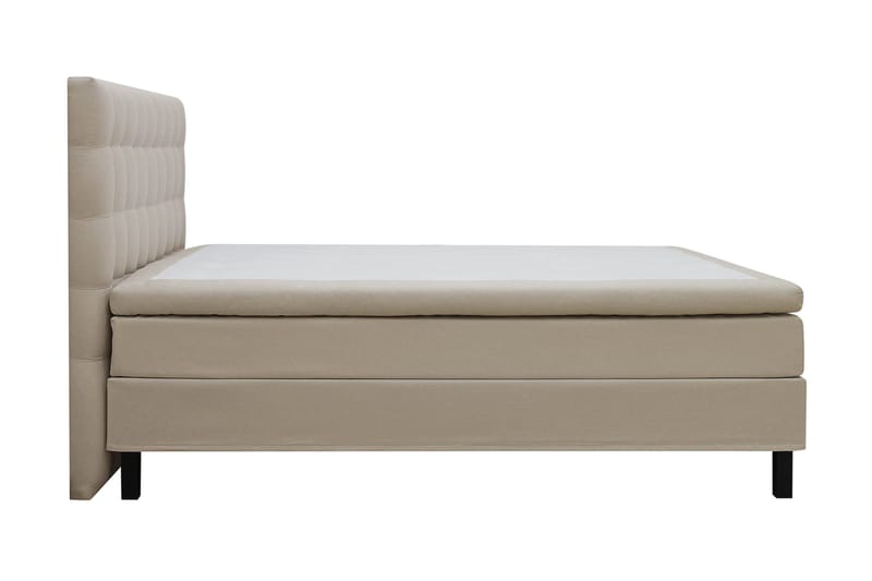 Hilton Sänkypaketti 160x200 cm Jenkkisänky ruutukuvioitu sängynpäädyllä - Beige - Huonekalut - Sänky - Jenkkisängyt