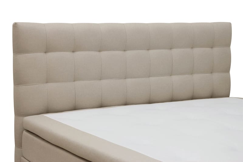 Hilton Sänkypaketti 160x200 cm Jenkkisänky ruutukuvioitu sängynpäädyllä - Beige - Huonekalut - Sänky - Jenkkisängyt
