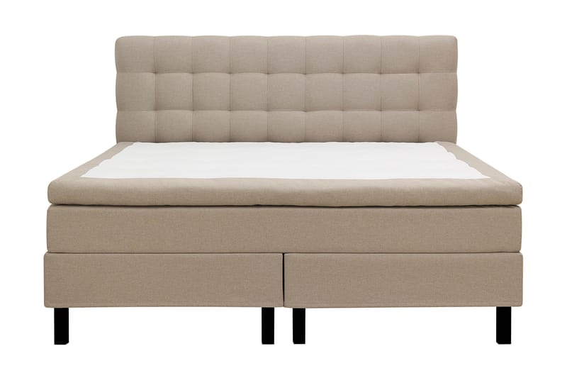 Hilton Sänkypaketti 160x200 cm Jenkkisänky ruutukuvioitu sängynpäädyllä - Beige - Huonekalut - Sänky - Jenkkisängyt