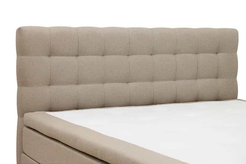 Hilton Sänkypaketti 160x200 cm Jenkkisänky ruutukuvioitu sängynpäädyllä - Beige - Huonekalut - Sänky - Jenkkisängyt