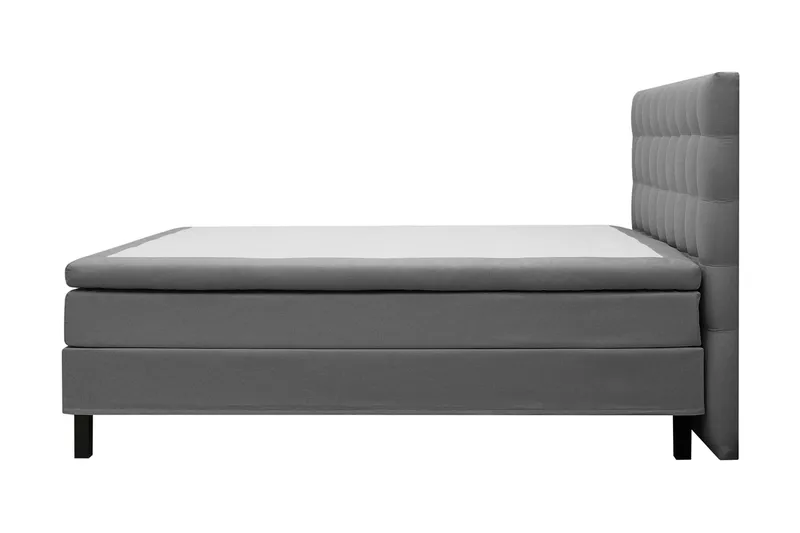 Hilton Sänkypaketti 160x200 cm Jenkkisänky ruutukuvioitu sängynpäädyllä - Harmaa - Huonekalut - Sänky - Jenkkisängyt