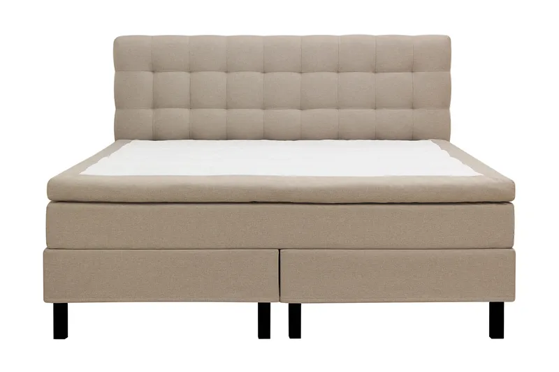 Hilton Sänkypaketti 180x200 cm Jenkkisänky ruutukuvioitu sängynpäädyllä - Beige - Huonekalut - Sänky - Jenkkisängyt