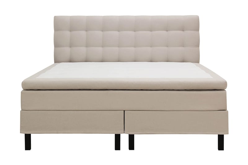 Hilton Sänkypaketti 180x200 cm Jenkkisänky ruutukuvioitu sängynpäädyllä, Beige
