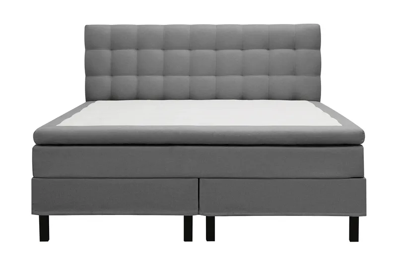 Hilton Sänkypaketti 180x200 cm Jenkkisänky ruutukuvioitu sängynpäädyllä - Harmaa - Huonekalut - Sänky - Jenkkisängyt