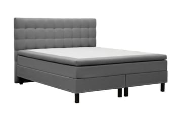 Hilton Sänkypaketti 180x200 cm Jenkkisänky ruutukuvioitu sängynpäädyllä - Harmaa - Huonekalut - Sänky - Jenkkisängyt