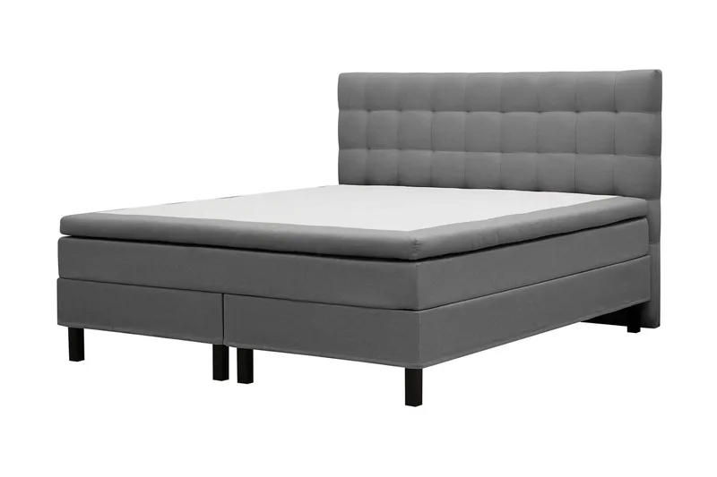 Hilton Sänkypaketti 180x200 cm Jenkkisänky ruutukuvioitu sängynpäädyllä - Harmaa - Huonekalut - Sänky - Jenkkisängyt