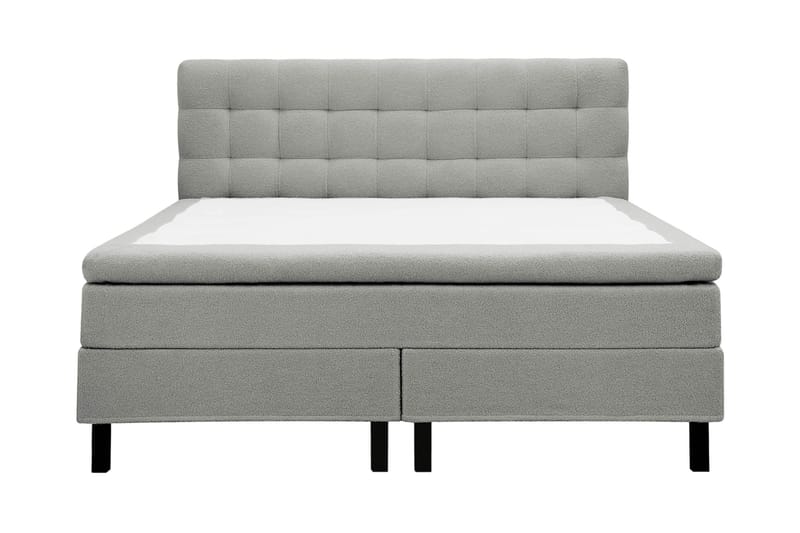 Hilton Sänkypaketti 180x200 cm jenkkisänky ruututikatulla bouclé-sängynpäädyllä - Harmaa - Huonekalut - Sänky - Jenkkisängyt