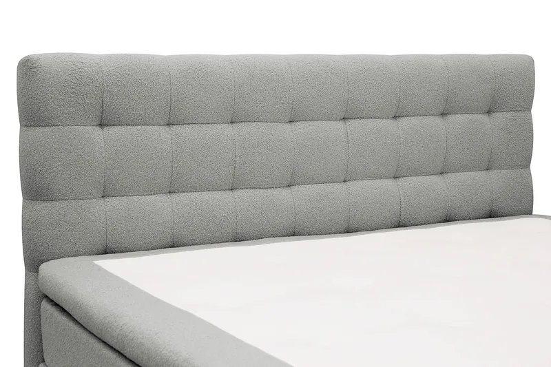 Hilton Sänkypaketti 180x200 cm jenkkisänky ruututikatulla teddy-sängynpäädyllä - Harmaa - Huonekalut - Sänky - Jenkkisängyt