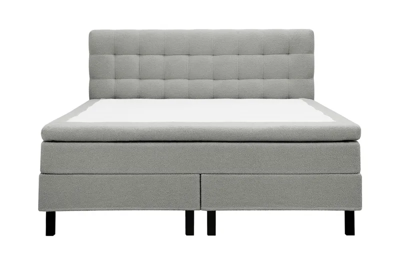 Hilton Sänkypaketti 180x200 cm jenkkisänky ruututikatulla teddy-sängynpäädyllä - Harmaa - Huonekalut - Sänky - Jenkkisängyt