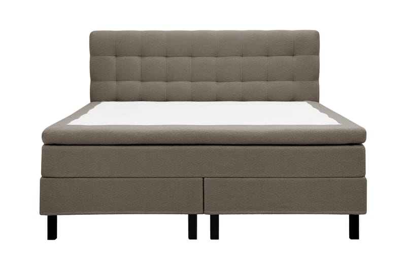 Hilton Sänkypaketti 180x200 cm jenkkisänky ruututikkaisella bouclé-sängynpäädyllä - Ruskea - Huonekalut - Sänky - Jenkkisängyt