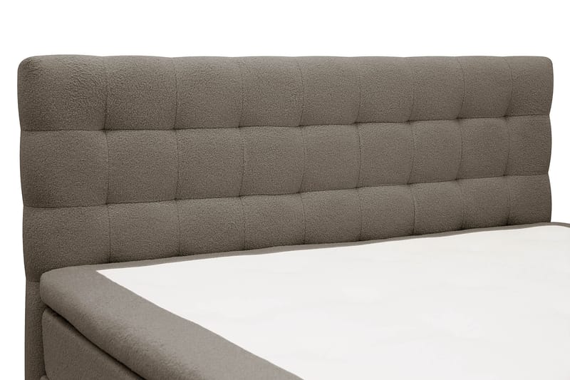 Hilton Sänkypaketti 180x200 cm jenkkisänky ruututikkaisella bouclé-sängynpäädyllä - Ruskea - Huonekalut - Sänky - Jenkkisängyt