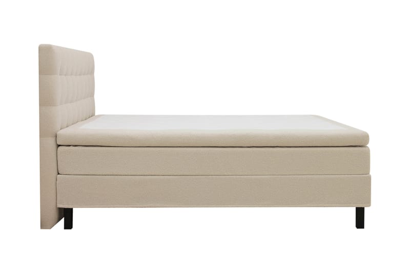 Hilton Sänkypaketti 180x200 cm jenkkisänky ruututikkauksella varustetulla bouclé-sängynpäädyllä - Beige - Huonekalut - Sänky - Jenkkisängyt