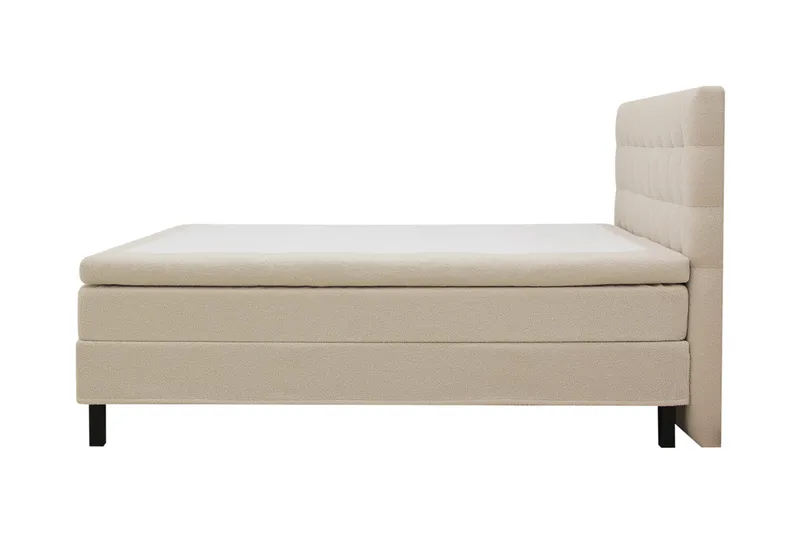 Hilton Sänkypaketti 180x200 cm jenkkisänky ruututikkauksella varustetulla teddy-sängynpäädyllä - Beige - Huonekalut - Sänky - Jenkkisängyt