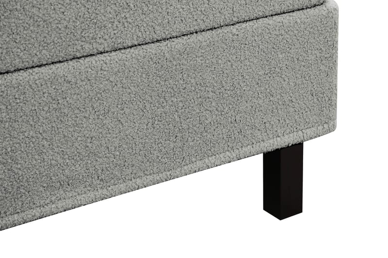 Hilton Täydellinen Sänkypaketti 160x200 cm Jenkkisänky ruutukuvioidulla sängynpäädyllä teddy-kankaasta - Harmaa / Teddy - Huonekalut - Sänky - Jenkkisängyt