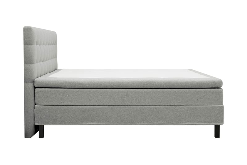 Hilton Täydellinen Sänkypaketti 160x200 cm Jenkkisänky ruutukuvioidulla sängynpäädyllä teddy-kankaasta - Harmaa / Teddy - Huonekalut - Sänky - Jenkkisängyt