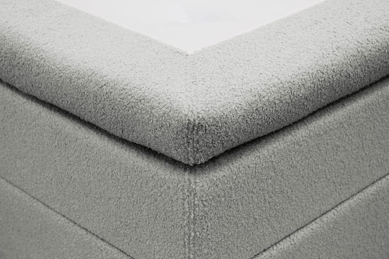 Hilton Täydellinen Sänkypaketti 160x200 cm Jenkkisänky ruutukuvioidulla sängynpäädyllä teddy-kankaasta - Harmaa / Teddy - Huonekalut - Sänky - Jenkkisängyt