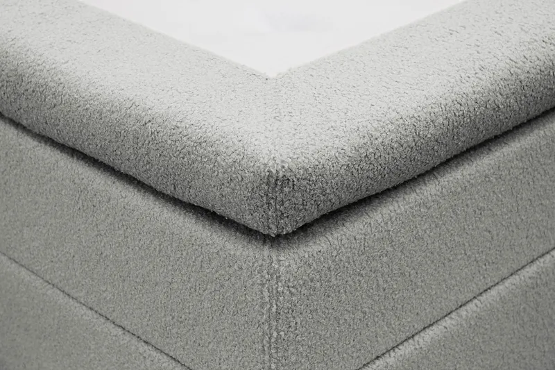 Hilton Täydellinen Sänkypaketti 160x200 cm Jenkkisänky ruutukuvioidulla sängynpäädyllä teddy-kankaasta - Harmaa / Teddy - Huonekalut - Sänky - Jenkkisängyt