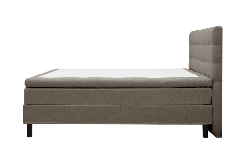 Hilton Täydellinen Sänkypaketti 160x200 cm Jenkkisänky ruutukuvioidulla sängynpäädyllä teddy-kankaasta - Ruskea / Teddy - Huonekalut - Sänky - Jenkkisängyt