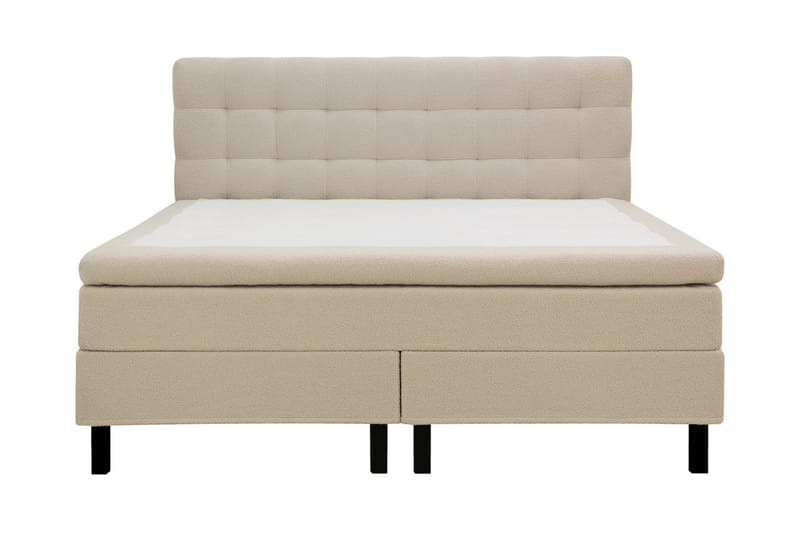 Hilton Täydellinen Sänkypaketti 160x200 cm Jenkkisänky ruutukuvioitu sängynpäädyllä - Beige - Huonekalut - Sänky - Jenkkisängyt