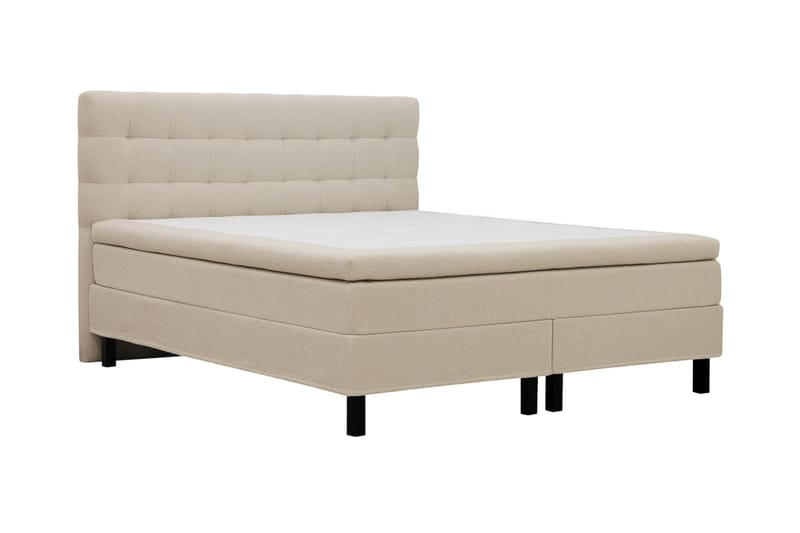Hilton Täydellinen Sänkypaketti 160x200 cm Jenkkisänky ruutukuvioitu sängynpäädyllä - Beige - Huonekalut - Sänky - Jenkkisängyt