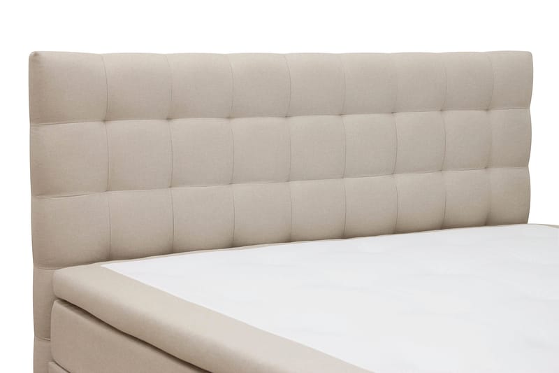Hilton Täydellinen Sänkypaketti 160x200 cm Jenkkisänky ruutukuvioitu sängynpäädyllä - Beige - Huonekalut - Sänky - Jenkkisängyt
