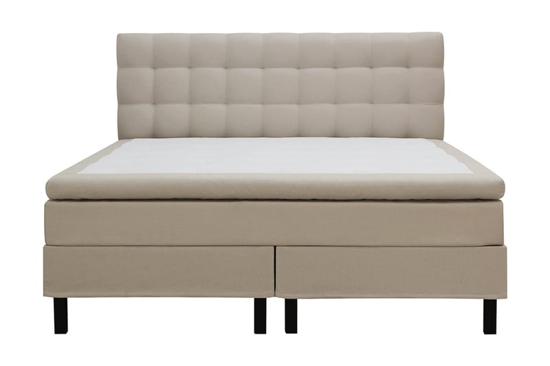 Hilton Täydellinen Sänkypaketti 160x200 cm Jenkkisänky ruutukuvioitu sängynpäädyllä - Beige - Huonekalut - Sänky - Jenkkisängyt