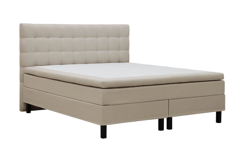 Hilton Täydellinen Sänkypaketti 160x200 cm Jenkkisänky ruutukuvioitu sängynpäädyllä - Beige - Huonekalut - Sänky - Jenkkisängyt