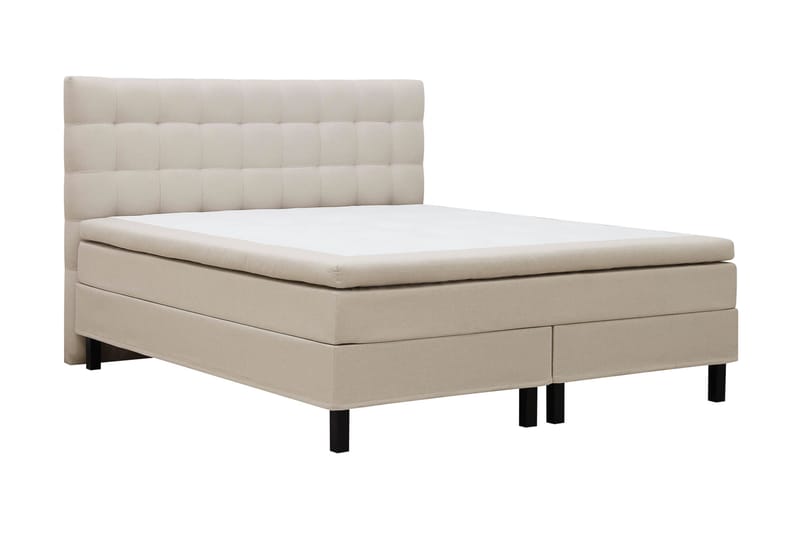 Hilton Täydellinen Sänkypaketti 160x200 cm Jenkkisänky ruutukuvioitu sängynpäädyllä - Beige - Huonekalut - Sänky - Jenkkisängyt