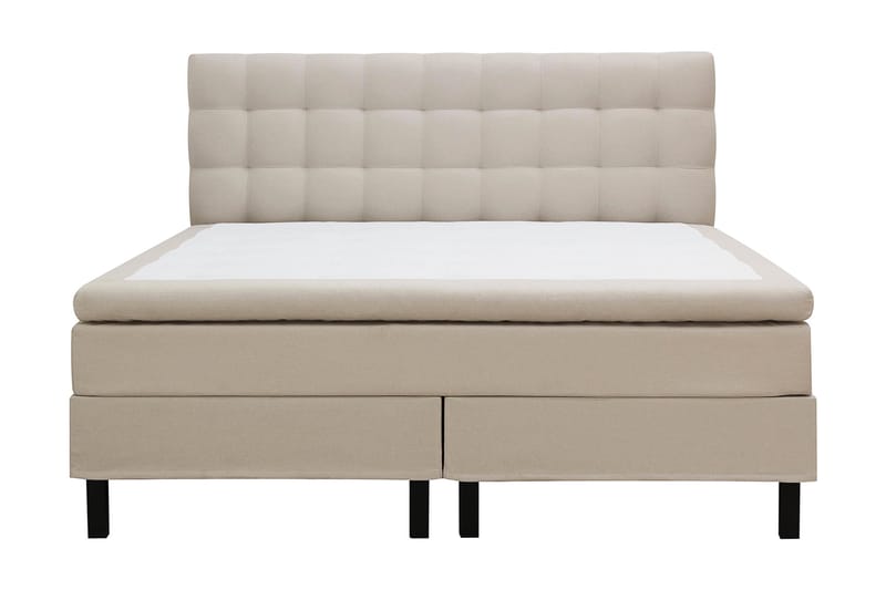 Hilton Täydellinen Sänkypaketti 160x200 cm Jenkkisänky ruutukuvioitu sängynpäädyllä - Beige - Huonekalut - Sänky - Jenkkisängyt