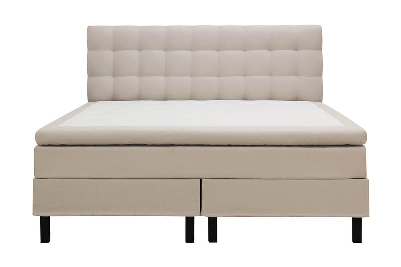 Hilton Täydellinen Sänkypaketti 180x200 cm Jenkkisänky ruutukuvioitu sängynpäädyllä - Beige - Huonekalut - Sänky - Jenkkisängyt