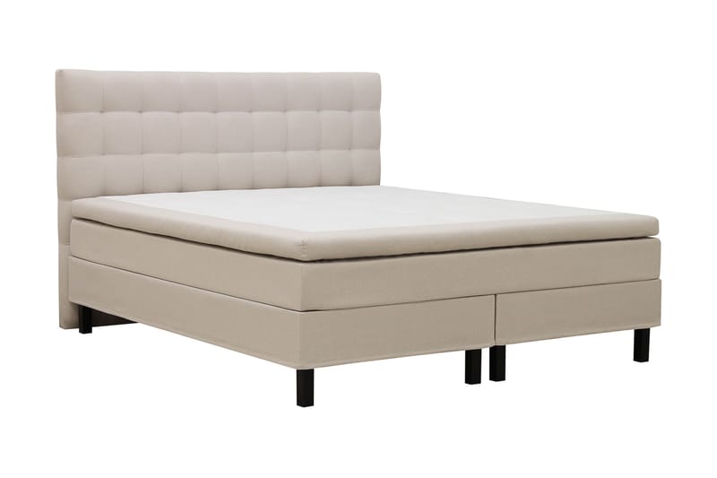 Hilton Täydellinen Sänkypaketti 180x200 cm Jenkkisänky ruutukuvioitu sängynpäädyllä - Beige - Huonekalut - Sänky - Jenkkisängyt