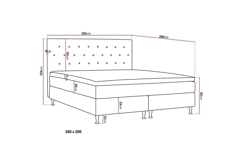Hilton Plus Sänkypaketti 160x200 cm - Vaalea beige - Huonekalut - Sänky - Jenkkisängyt