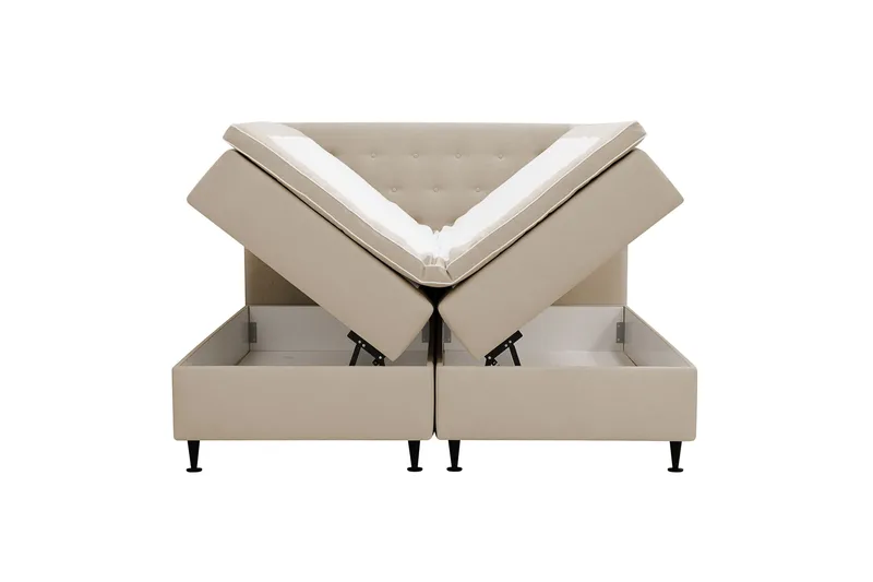Hilton Plus Täydellinen sänkypaketti säilytystilalla 160x200 cm - Beige - Huonekalut - Sänky - Yhden hengen sängyt