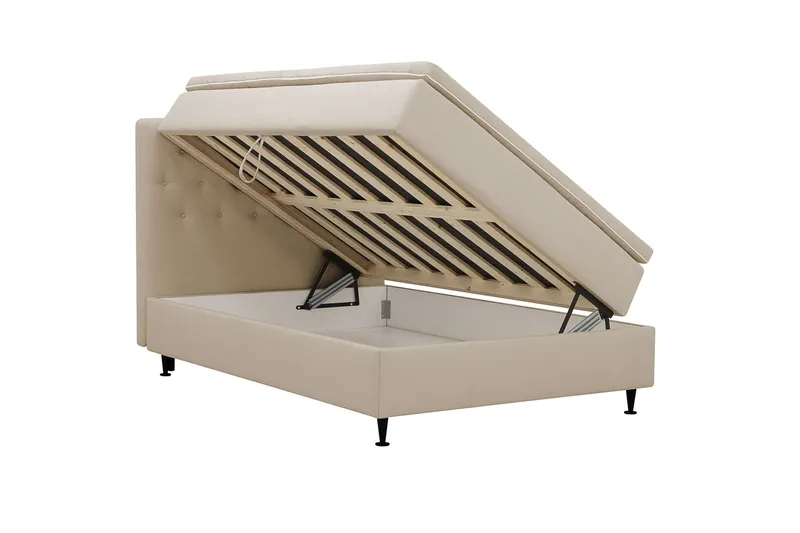 Hilton Plus Täydellinen sänkypaketti säilytystilalla 120x200 cm - Beige - Huonekalut - Sänky - Yhden hengen sängyt
