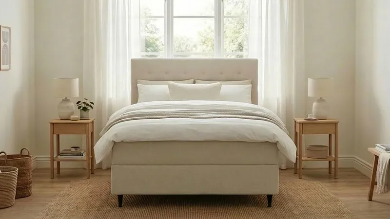 Hilton Plus Täydellinen sänkypaketti säilytystilalla 120x200 cm - Vaalea beige - Huonekalut - Sänky - Sängyt säilytystilalla