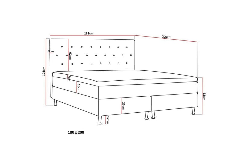Hilton Plus Sänkypaketti 180x200 cm - Antrasiitti - Huonekalut - Sänky - Jenkkisängyt
