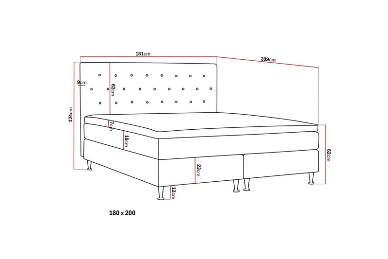 Hilton Plus Sänkypaketti 180x200 cm - Vaalea beige - Huonekalut - Sänky - Jenkkisängyt