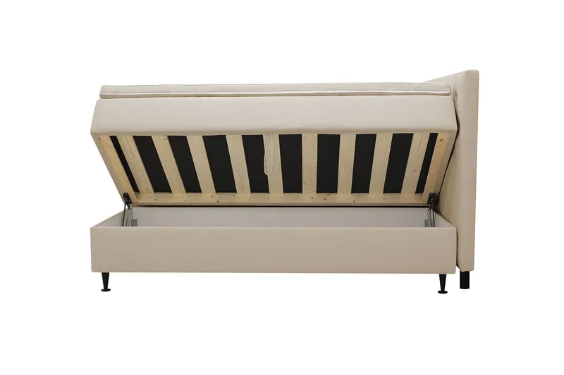 Hilton Plus Täydellinen sänkypaketti säilytystilalla 160x200 cm - Beige - Huonekalut - Sänky - Yhden hengen sängyt