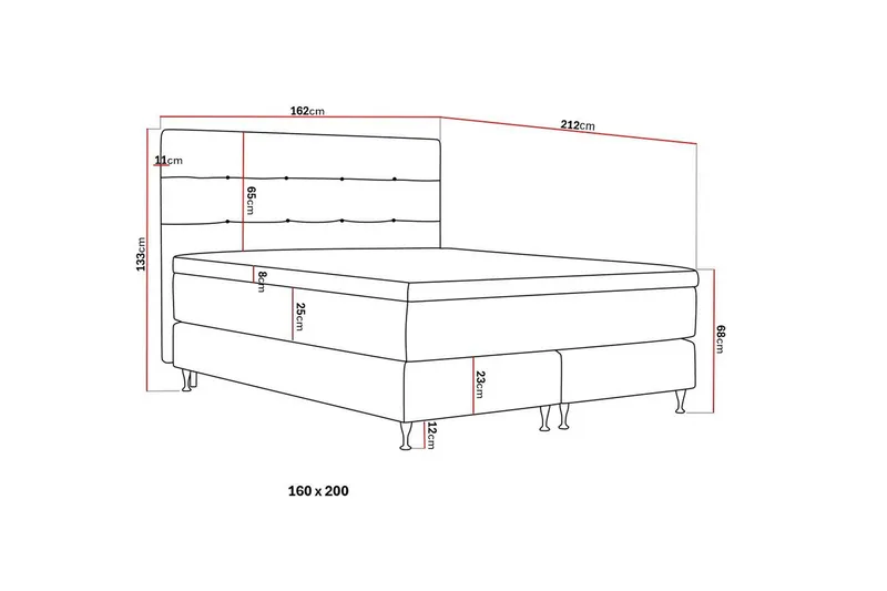 Hilton Premium Täydellinen Sänkypaketti 160x200 cm Kontinenttisänky sängynpäädyllä - Vaaleanbeige Kangas - Huonekalut - Sänky - Jenkkisängyt