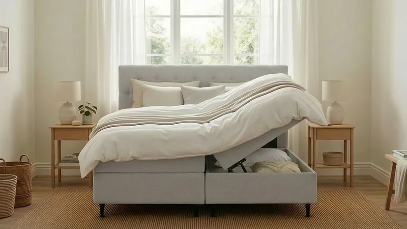 Hilton Plus Täydellinen sänkypaketti säilytystilalla 160x200 cm - Harmaa - Huonekalut - Sänky - Sängyt säilytystilalla