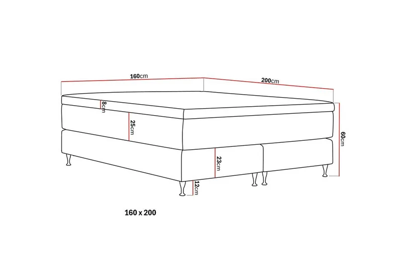 Hilton Premium Jenkkisänky 160x200 cm - Beige Bouclé - Huonekalut - Sänky - Parisänky