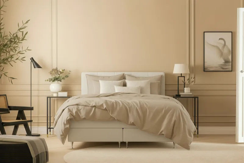 Hilton Premium Jenkkisänky 160x200 cm - Vaaleanbeige Kangas - Huonekalut - Sänky - Jenkkisängyt