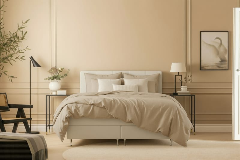 Hilton Premium Jenkkisänky 180x200 cm - Vaaleanbeige Kangas - Huonekalut - Sänky - Jenkkisängyt